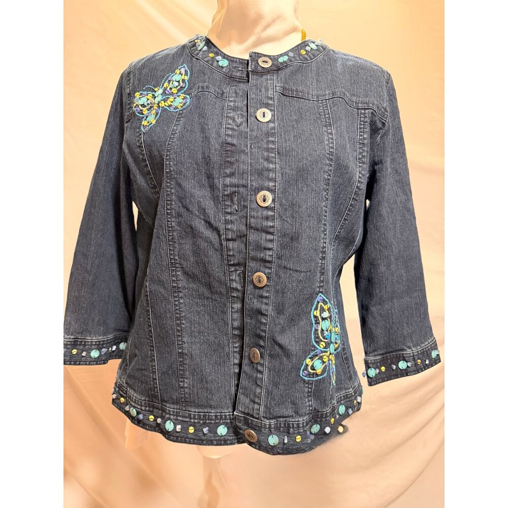 Denim butterfly applique jacket - Picture 2 of 8
